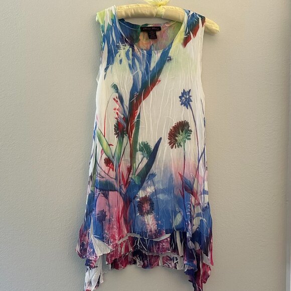 Elena Wang Vintage Tiered Sleeveless Floral Print Dress M - Picture 1 of 3